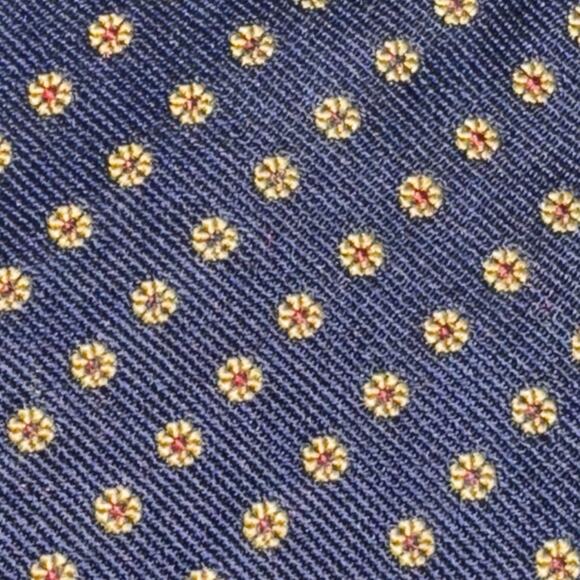 Polo Ralph Lauren REPP Tie Navy Geometric Foulard Abstract Flowers Silk Made USA - Picture 2 of 8
